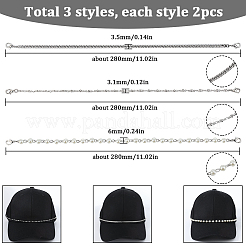 6 шт. 3 стиля 304 нержавеющая сталь и круглые пластиковые жемчужные бусины цепочка для бейсболки&nbsp;AJEW-SC0003-57