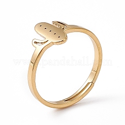 Anillo ajustable de cactus de acero inoxidable con revestimiento de iones (IP) 201 para mujer&nbsp;RJEW-K238-03G