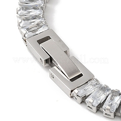 Braccialetti a catena con maglie rettangolari in acciaio inossidabile 304 con zirconi cubici trasparenti per donna&nbsp;LS-BJEW-Z066-01P-03