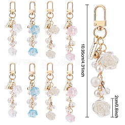 8 Stück 4 Farben Rose Perle Perle Harz Anhänger Dekoration&nbsp;HJEW-OC0001-29