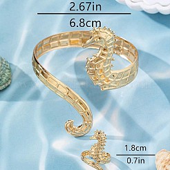 Наборы браслетов-манжет и колец-манжет из сплава морского конька&nbsp;WG48924-01