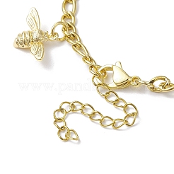 Bracciale con ciondolo ape con perle di conchiglia e lega smaltata&nbsp;BJEW-JB10040