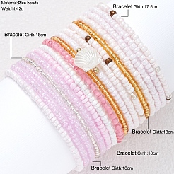 17 pz braccialetti elastici con perline di semi impilabili bohémien&nbsp;PW-WG4899C-01