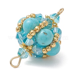 Подвески-фонарики с круглыми и стеклянными бусинами из искусственной бирюзы&nbsp;PALLOY-MZ01176-05