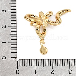 Micro pavé di ottone trasparente cubic zirconia piegato su fermagli&nbsp;KK-C075-50G