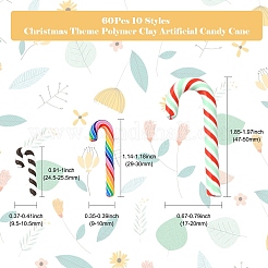60 шт. 10 стиля рождественской тематики из полимерной глины искусственная леденцовая трость&nbsp;FIND-CJ0002-89