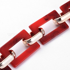 Имитация драгоценного камня в виде акриловых прямоугольных цепочек ручной работы&nbsp;AJEW-JB00518-01