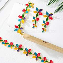 Collana con ciondolo in ottone smaltato a forma di fiore e orecchino a perno e bracciale a maglie&nbsp;FS-WG6CF2D-04