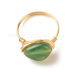 Ovale Fingerringe aus natürlichem Achat&nbsp;RJEW-JR00441-03