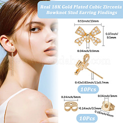 5 пара сережек-гвоздиков из латуни с прозрачным кубическим цирконием&nbsp;KK-BBC0018-46