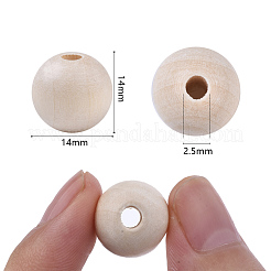 Perles en bois naturel non fini&nbsp;WOOD-S651-A14mm-LF