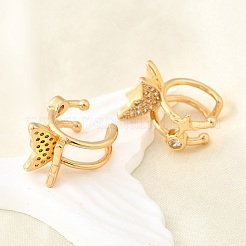 Латунные серьги-манжеты из прозрачного кубического циркония&nbsp;EJEW-F370-24G