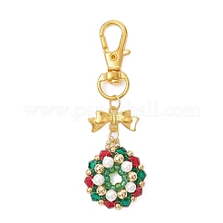 Рождественский венок стеклянные и ракушечные жемчужины и стеклянные семена подвесные украшения&nbsp;HJEW-MZ00321