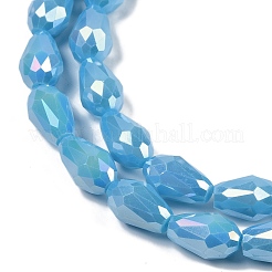 Brins de perles de verre galvanisées de couleur unie opaque&nbsp;EGLA-N013-P8mm-B10