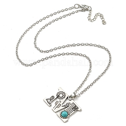Lettre a ~ z en alliage plaqué argent antique avec colliers à pendentif turquoise synthétique&nbsp;NJEW-G080-01M