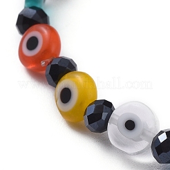 Braccialetti elasticizzati fatti a mano con perle rotonde piatte in lampwork&nbsp;BJEW-JB05005-02