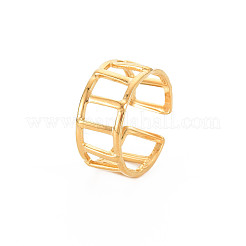 Ионное покрытие (ip) 304 нержавеющая сталь прямоугольное полое открытое манжетное кольцо для женщин&nbsp;LS-RJEW-S405-161G