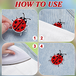 Patchs thermocollants/cousus en polyester brodés informatisés coccinelle&nbsp;LS-PATC-WH0003-55