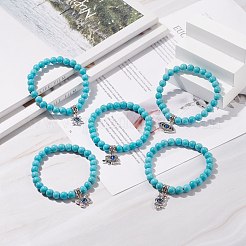 Bracciale elastico sintetico con perline turchesi&nbsp;BJEW-JB08218