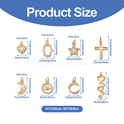 16 pz 8 charms in ottone stile micro pavé di zirconi cubici&nbsp;KK-TA0001-13