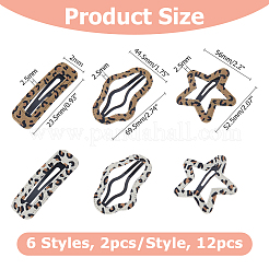 12 Stück 6 Stile Stoff-Haarspangen&nbsp;OHAR-HS0001-01