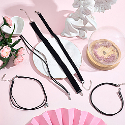 4 шт. 4 стиля ожерелья-чокеры из бархата и искусственной кожи&nbsp;NJEW-SC0001-73