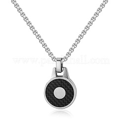 Colliers pendentifs ronds plats en acier inoxydable 304 pour hommes&nbsp;WG121E7-01