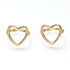 Латунное открытое сердце кольцо&nbsp;RJEW-P018-04G