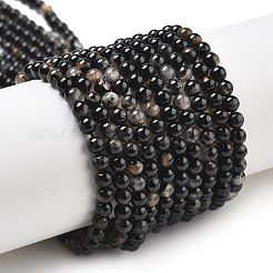 Натуральный черный турмалин бисер нитей&nbsp;X-G-Q031-A01-4mm