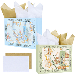 2 sac d'emballage en papier imprimé floral 2 couleurs avec poignée en corde&nbsp;ABAG-SP0001-26