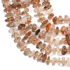 Нити бусин из рутилированного кварца из натурального черного золота&nbsp;G-F821-B04-01