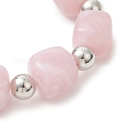 3 шт. двухцветный акриловый и пластиковый кубовидный эластичный браслет с бусинами для женщин&nbsp;BJEW-JB13302-02