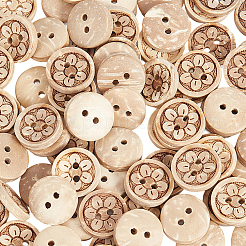 100 шт. красивые резные базовые швейные пуговицы с 2 отверстиями&nbsp;BUTT-SP0001-15