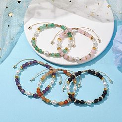 Braccialetti regolabili con perline intrecciate rotonde da 6 mm&nbsp;BJEW-JB10617