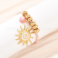 Браслеты с подвесками из нержавеющей стали 304 и синтетических радужных камней&nbsp;BJEW-K247-04G