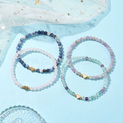 Круглые эластичные браслеты с бусинами из натуральных драгоценных камней&nbsp;BJEW-JB10234