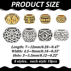 80 шт. 8 стиля сплава европейских бусин&nbsp;KK-ME0001-51