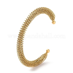 Ионное покрытие (ip) 304 нержавеющая сталь проволочная обмотка открытый браслет-манжета&nbsp;BJEW-A139-02G