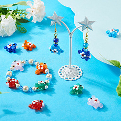 6 шт. 6-х цветные бусин-лэмпворк ручной работы с выпуклыми бусинами&nbsp;LAMP-TA0001-45