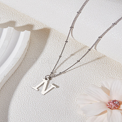 Collier avec pendentif lettre en acier inoxydable 304 et chaîne en laiton 1 pièce&nbsp;NJEW-LP0001-35N-P