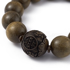 Bracciali elasticizzati con perline rotonde in legno naturale&nbsp;BJEW-H566-06