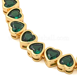 Gestellplattierung Messing Pavé Zirkonia Herz Link Armbänder&nbsp;BJEW-Q347-05G-01