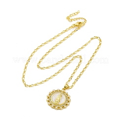 Латунные прозрачные кубические цирконии плоские круглые с подвеской Девы Марии&nbsp;NJEW-C071-07A-G