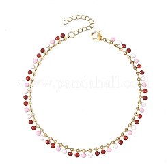 Cavigliere da donna in acciaio inossidabile 304 smaltato con nappine piatte e rotonde.&nbsp;AJEW-AN00871