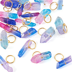 20шт 4 стиля гальванические подвески из натурального кварцевого кристалла&nbsp;PALLOY-TAC0224