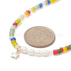 Collier pendentif étoile en laiton&nbsp;NJEW-JN04315