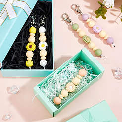 5 шт. 5-х цветные силиконовые подвесные украшения в виде ромашек&nbsp;HJEW-FH0001-71