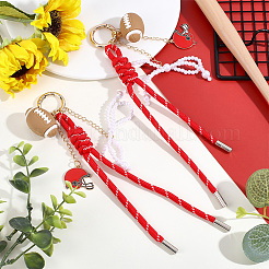 2 ciondolo decorativo in lega smaltata e plastica ABS con perle finte&nbsp;HJEW-ME00148