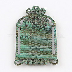 Cage à oiseaux avec du zinc carré supports pendentif en alliage cabochon&nbsp;PALLOY-R065-095-FF