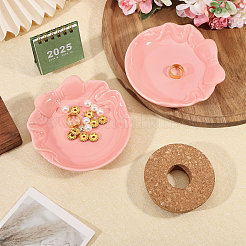 2 bandeja de exhibición de joyas de porcelana con lazo para anillos.&nbsp;AJEW-GL0003-48A